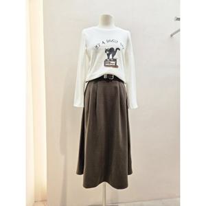 숲  (SBBSR32) 벨티드 플레어 롱 스커트