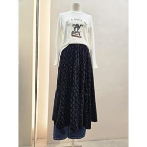 숲  (SBBSR30) 밴딩 벨벳 플라워 롱 스커트