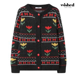 [위시드]플라워 노르딕 라운드 오버핏 가디건 (WICDCD039)