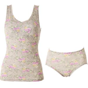 와코루 부드러운 모달40수 꽃프린트 런닝브라+팬티(WLGC285RWPT4211)