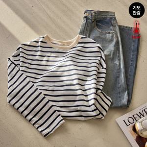 [모리스커밍홈] 기모 스트라이프 루즈핏 티셔츠_M2512TS109D