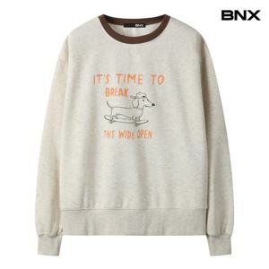 [BNX]프린팅 배색 기모 맨투맨 티셔츠 (BX4TS010L0)