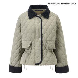 [미니멈][미니멈 에브리데이]골덴 카라 배색 스트링 퀼팅 패딩 점퍼 (EB4JJ021D)
