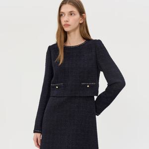 질스튜어트뉴욕   25FW 네이비 체인장식 아크릴혼방 원피스 JSDR5D420BK