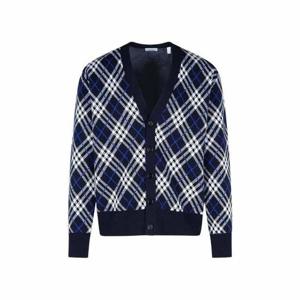 버버리 체크 브이넥 가디건 블루 블랙 남성 8111383