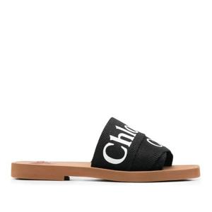 끌로에 블랙 패브릭 플랫 슬라이드 CHC22U188Z3 001