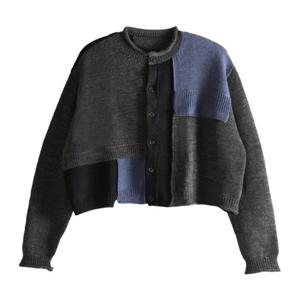 요지야마모토 패치워크 울 크롭 가디건 YLK07182 1