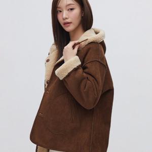 플라스틱아일랜드  (PR4MJ201) 리버시블 후드 무스탕 자켓