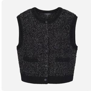 [써스데이아일랜드](T258MVT250W)트위드 믹스 라운드넥 니트 베스트