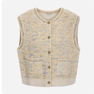 [써스데이아일랜드](T258MVT249W)트위드 믹스 라운드넥 니트 베스트