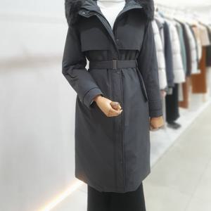 [잇미샤]벨티드 폭스 퍼 후드 롱 구스다운 ITPCYPD300