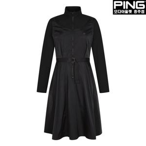 [핑]여성 벨티드 레이어드 긴팔 원피스 121D3JO151_BK_CJ