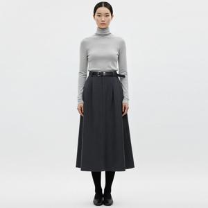 샵앤) 여성 뒷밴딩 앞핀턱 A라인 플레어 롱 스커트 SHA-WSK-20913-차콜