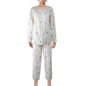 [비비안(언더웨어)]30수 면 기모 고양이나염 여성 파자마 WP8873RCR