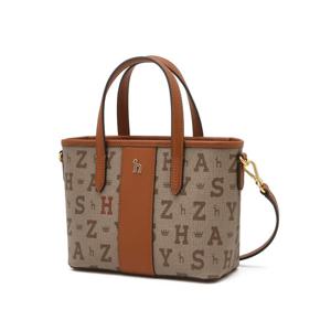 [헤지스]헤지스 브라운 이니셜로고 가죽 미니토트백 WIWA4F053W2