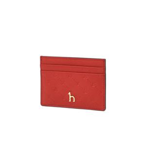[헤지스]헤지스 레드 이니셜패턴 소가죽 카드지갑 WIHO4F010R2