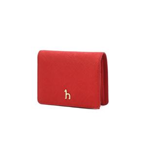 [헤지스]헤지스 레드 단색 소가죽 반지갑 WIWA4F005R2