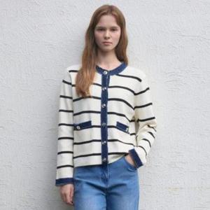 더아이잗 세이브존04 데님  프린지 트리밍 버튼 니트 가디건 IR9M1CD841