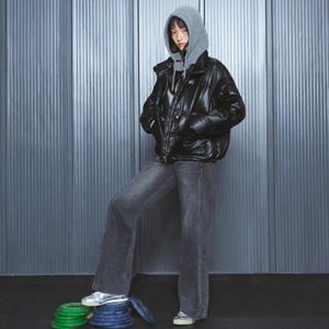 [LAP] 랩 기모 워싱 프린지 슬림 일자 데님 팬츠 (AR4DPA60)