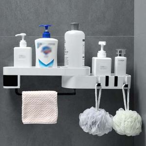 욕실 틈새 공간 활용 부착식 걸이 코너 선반 그레이