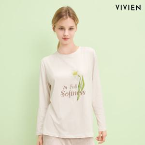 [비비안(스타킹)]플라워 피치기모 홈웨어 상의 LP3073