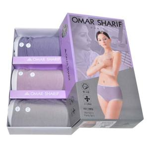 여성 단추 레이스 면 스판 미디 삼각 팬티 3매입