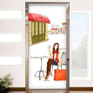 아트박스/꾸밈 ip363-스트리트카페스토리_현관문방문시트지