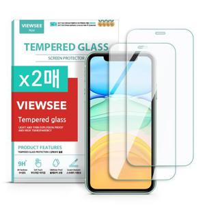 뷰씨 아이폰11 아이폰XR 투명 강화유리 액정보호 필름 2매