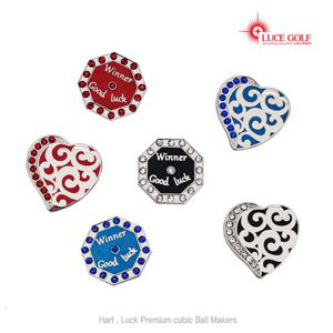 루체골프 프리미엄 볼마커 하트 럭키 큐빅 볼마커