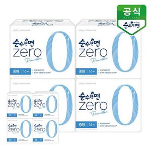 순수한면 생리대 제로 중형 16P x 4팩+중형4p