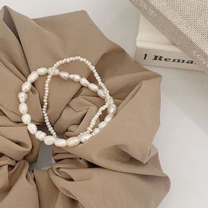 베리영 / 못난이 담수진주 고무줄 밴딩 레이어드 진주팔찌