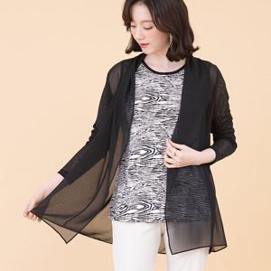 애비뉴투지 엄마옷 드레이프 쉬폰 시스루 여름 가디건 J05110