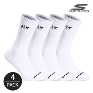 스케쳐스 남성 베이직 로고포인트 크루삭스 4P_WH