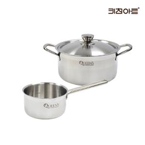 키친아트 퀸즈 인덕션냄비 통3중 304스텐 냄비세트 2종F 편14+양20