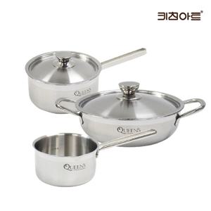 키친아트 퀸즈 인덕션냄비 통3중 304스텐 냄비세트 3종F 편14+18+전24