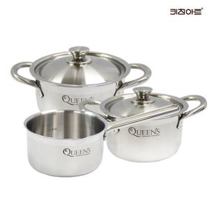 키친아트 퀸즈 인덕션냄비 통3중 304스텐 냄비세트 3종J 편14+양14+양16