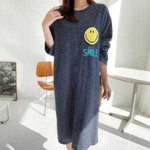 [보리맘]자수 스마일 긴팔 수유 원피스 수유복 임부복 ID390