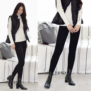 프리미엄 고탄력 슬림 기모 9부 레깅스 팬츠 WLS-WPT-0313-블랙