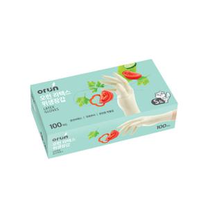오런 라텍스 위생 장갑 100매 소 일회용 주방 요리
