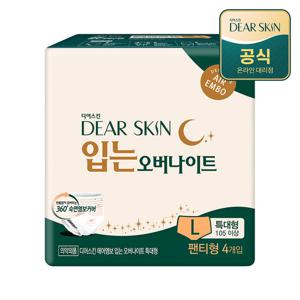 깨끗한나라 생리대 디어스킨 입는 오버나이트 특대형 4P x 1팩