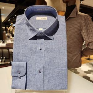 듀퐁셔츠 SE4SM11LS125SBU 비지니스 라인 시원한 여름 린넨 혼방 일반 핏 셔츠