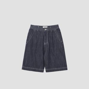 [UNIT]슬럽 데님 원턱 하프 팬츠 [UFJWBP281N-DENIM]