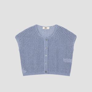 [UNIT]린넨 혼방 크루넥 크로셰 니트 베스트 [UFJKVE261N-BLUE]