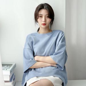 샵앤) 국산 5부 박시핏 여성 반팔 면티셔츠 AMI-WSH-3265-소라