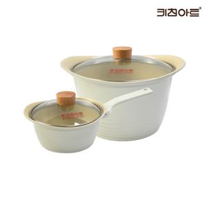 키친아트 베이직 인덕션냄비 세라믹코팅 주물 냄비세트 2종D 편18+곰26