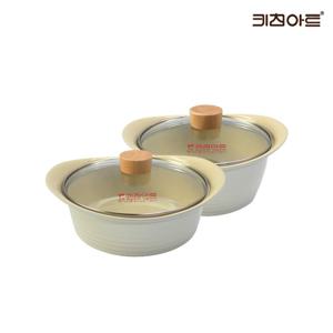 키친아트 베이직 인덕션냄비 세라믹코팅 주물 냄비세트 2종F 양20+전22