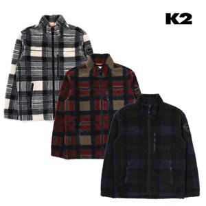 [케이투 (행사)]남성 가을 간절기 비숑 체크 패턴 플리스 자켓 KMU23160GR