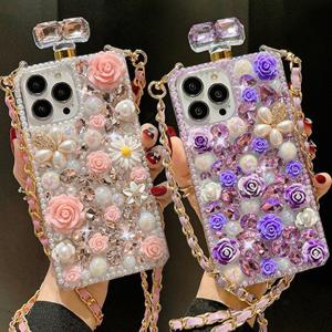 아이폰16 플러스 프로 맥스 e 퍼퓸큐빅 체인바디스트랩줄 케이스