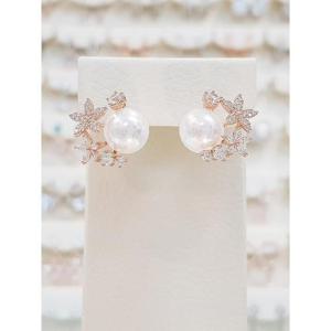 볼라레 세이브존01 플라워 큐빅 진주 클립 귀걸이 spe953