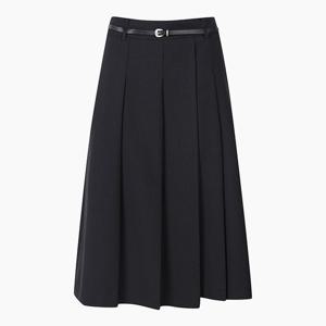 [시슬리] 자크마리 벨티드 플리츠 스커트_SASK06441BK